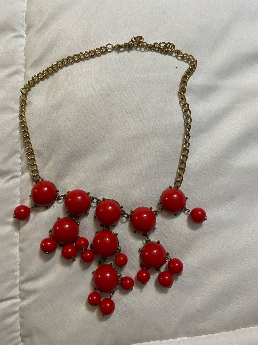 Red Bubble Statement Necklace by